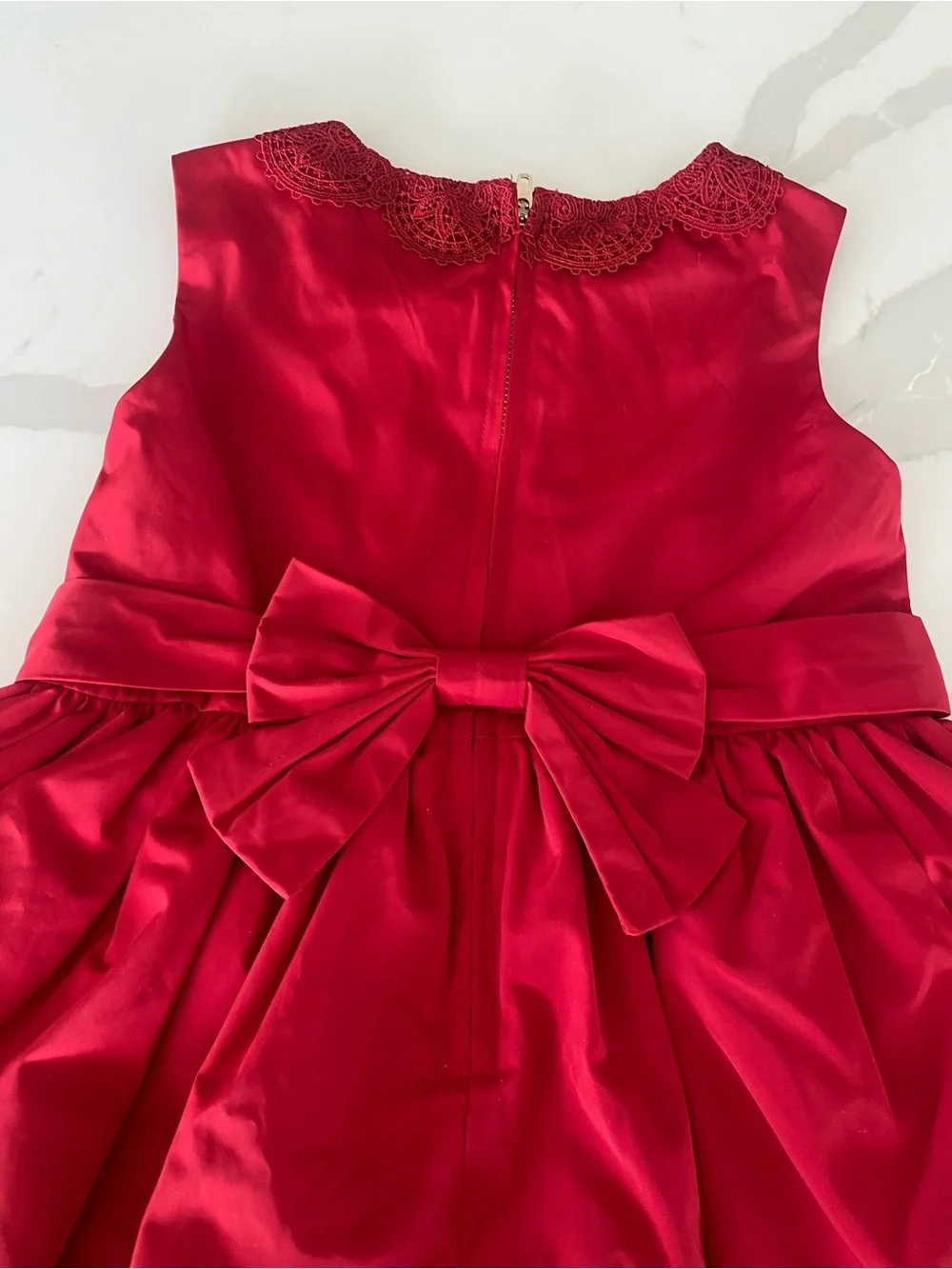 Jason Wu Neiman Marcus Girls Red Holiday Lace Collar Bow Lined Dress 4T